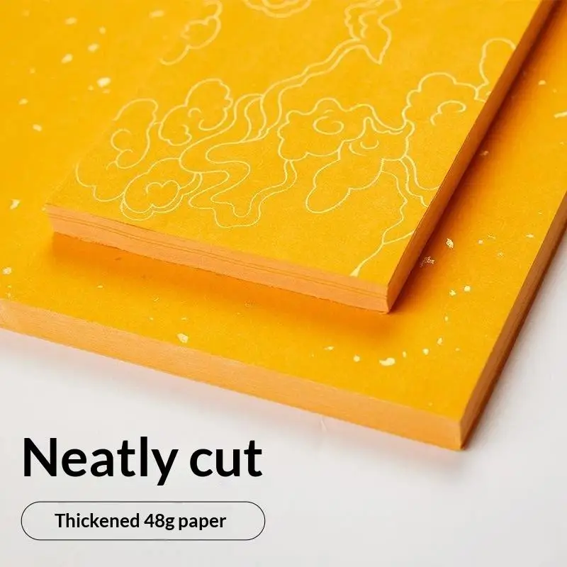 Hot 100Pcs/Pack  Taoist Yellow Talisman Paper: Cinnabar Rice Paper with Auspicious Clouds and Dragon Pattern