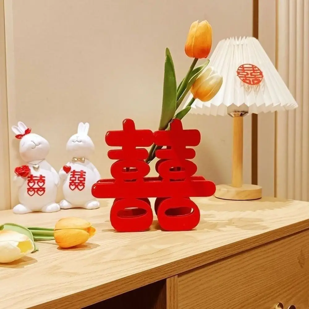 Good Fortune Wedding Red Flower Vase Best Wishes Good Luck Flower Arrangement Vase Blessings Flower Pot Basket