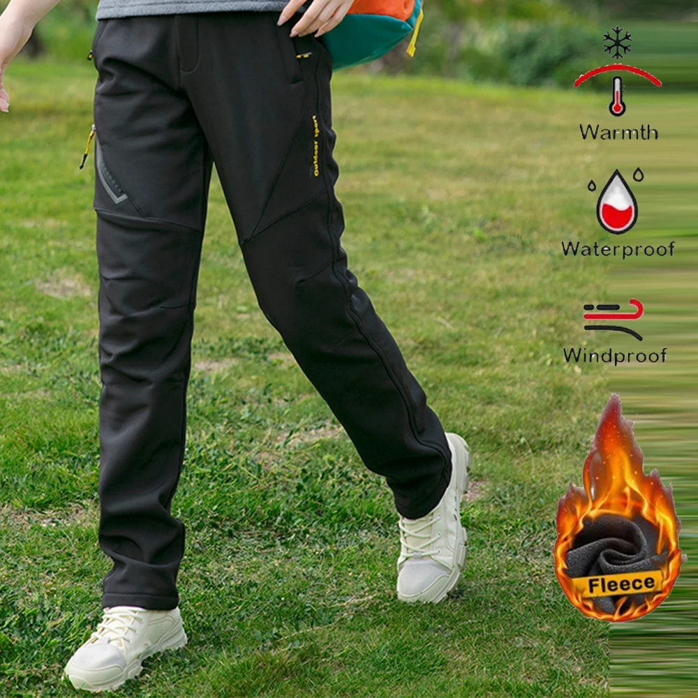 Thick Warm Fleece Winter Pants Women Waterproof Hiking Trekking Camping Skiing Soft Shell Pants Outdoor Windproof Trousers