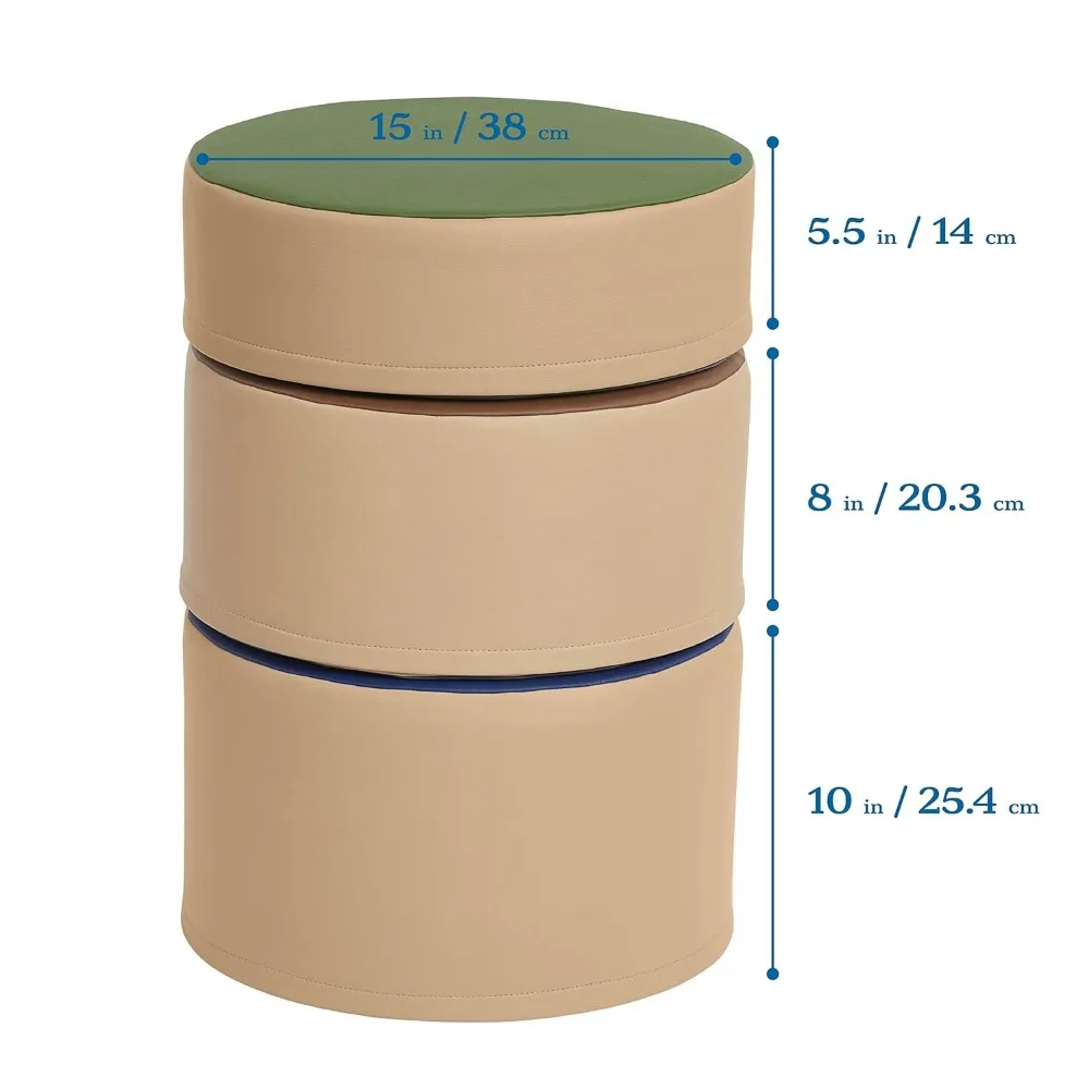 Set di sgabelli colorati per ceppi SoftZone, sedute flessibili, tono terra, 3 pezzi