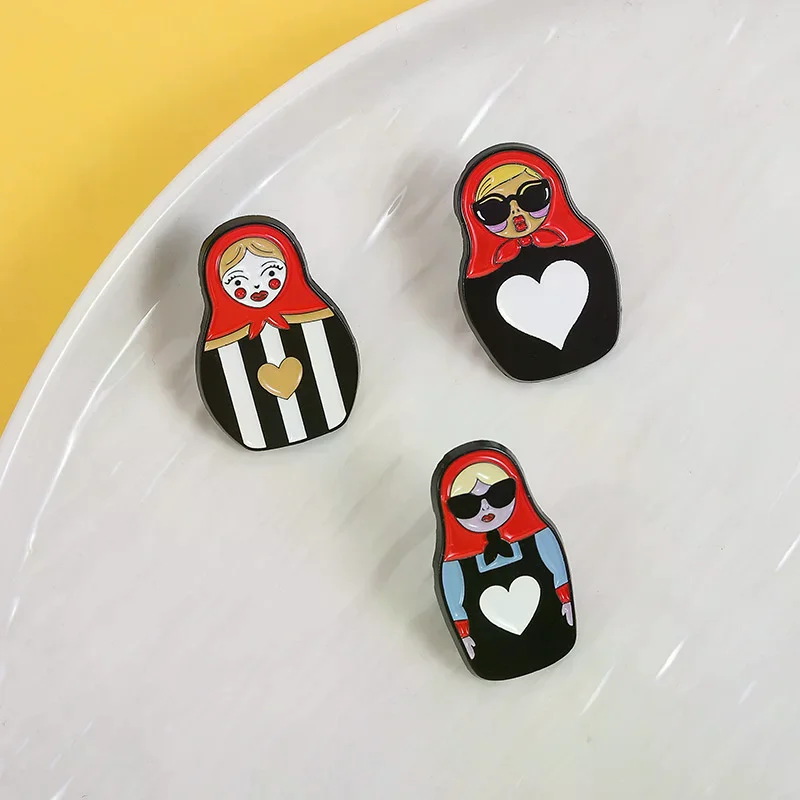 الروسية الثقافية زي جمع المينا دبوس الكلاسيكية الروسية التعشيش دمية دبابيس معدنية شارة التلبيب مجوهرات هدية للأصدقاء #6