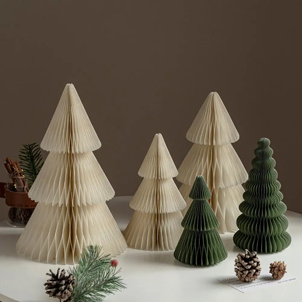 

Paper Christmas Tree 3D Honeycomb Paper Xmas Tree Ornament Rustic Tabletop Centerpiece for Office Home School Decor