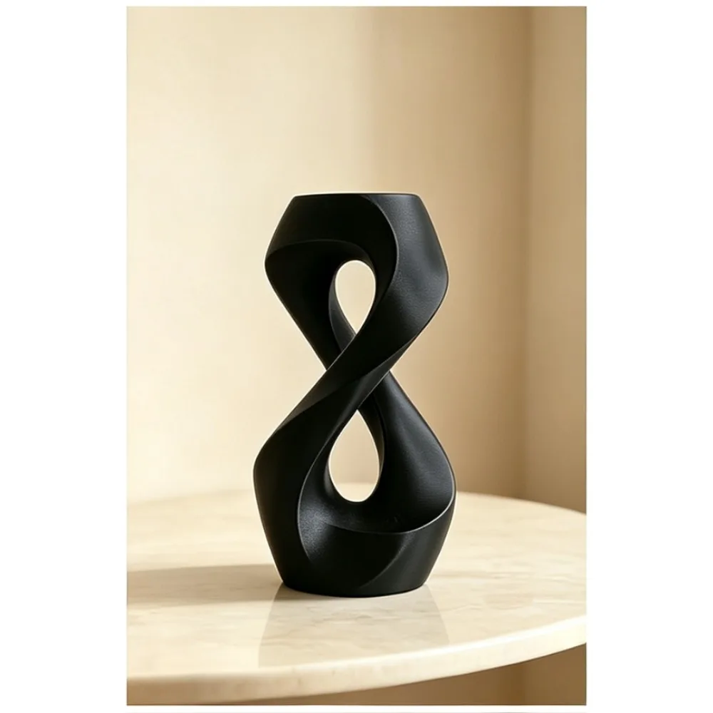 Newest 3D Printed Matte 3D Printed Infinity Twist Vase Hollow 8 Shaped Flower Container Minimalist Table Decor Centerpiece