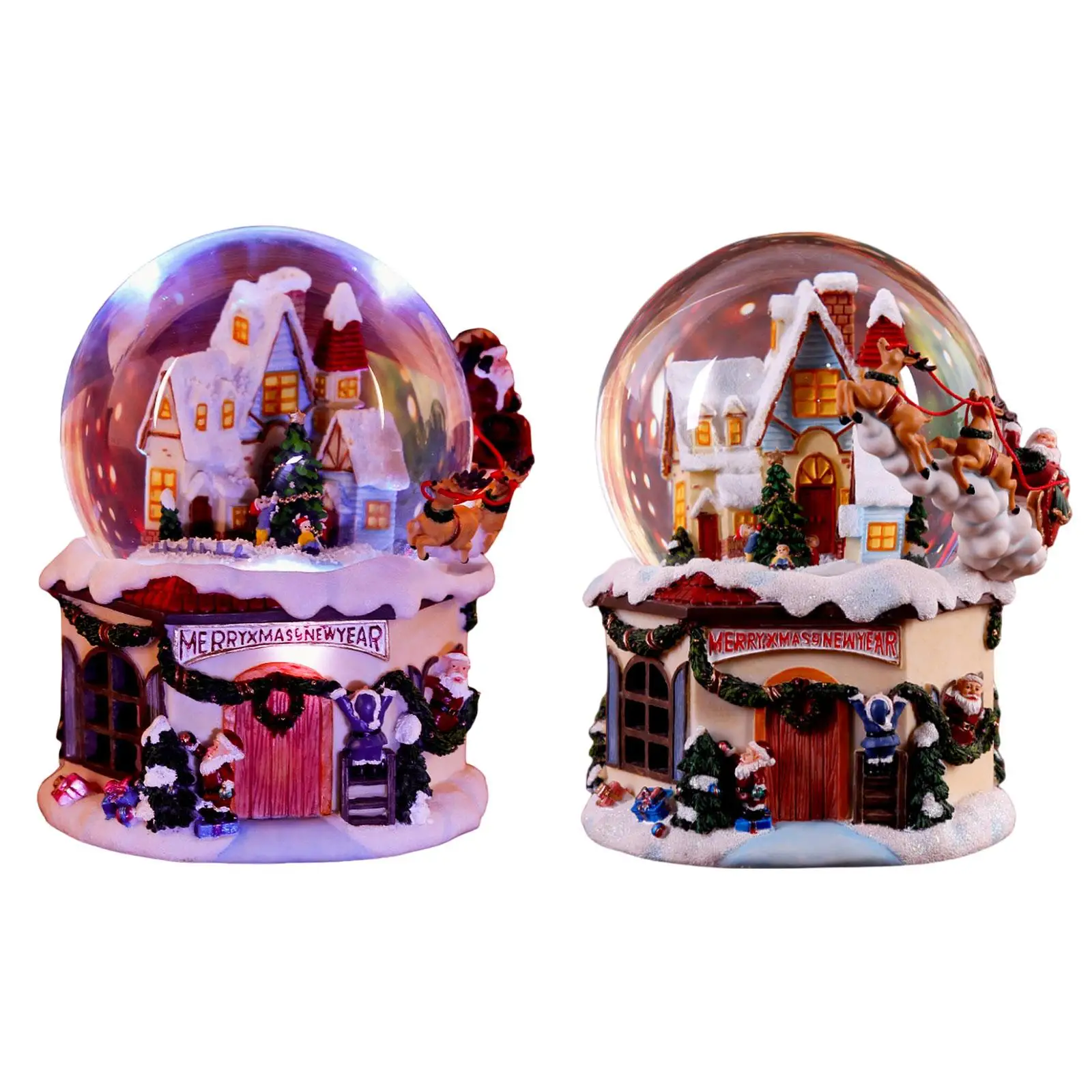Christmas Music Box Snow Globe with Wind up Music Box Christmas Scene Xmas