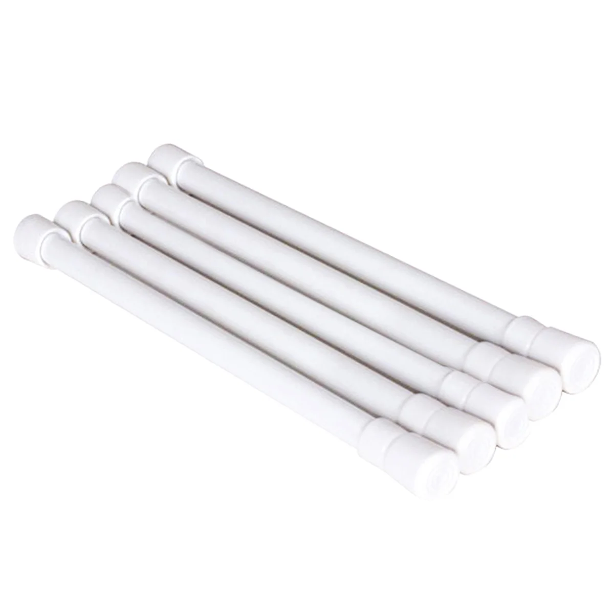 

5Pcs Bathroom Shower Curtain Rod 30-50cm White Tool Free Installation Solid Metal Non Slip Tension Rod Shower Bar