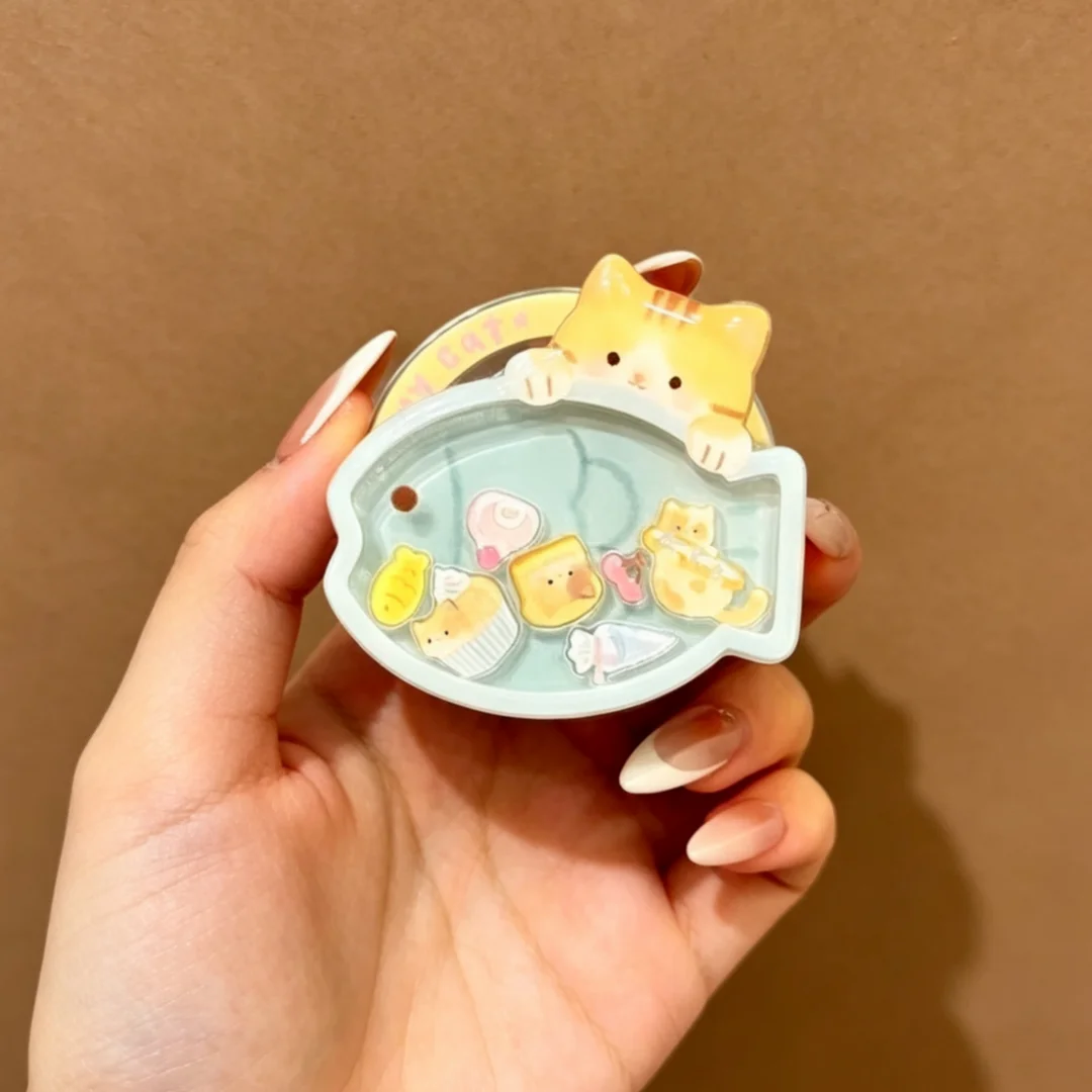 

New Cute Magnetic Phone Holder Ins New Cat Eating Fish Griptok for Magsafe IPhone 18 MacSafe Ring Expanded Finger Stand