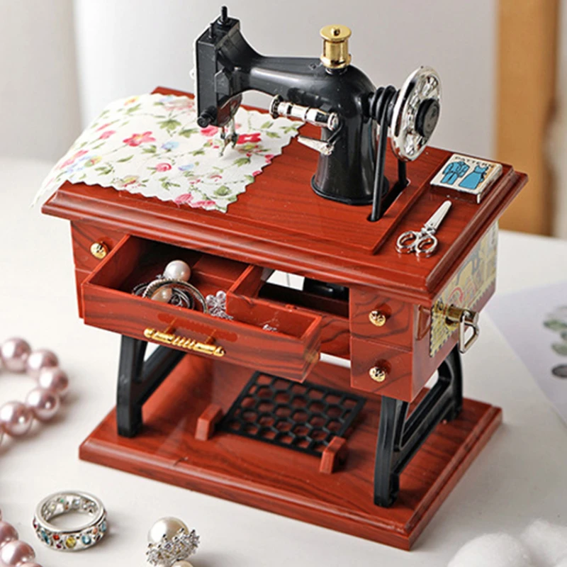 

The product can be customized.Vintage sewing machine music box nostalgic porch desktop living room decoration furnishing