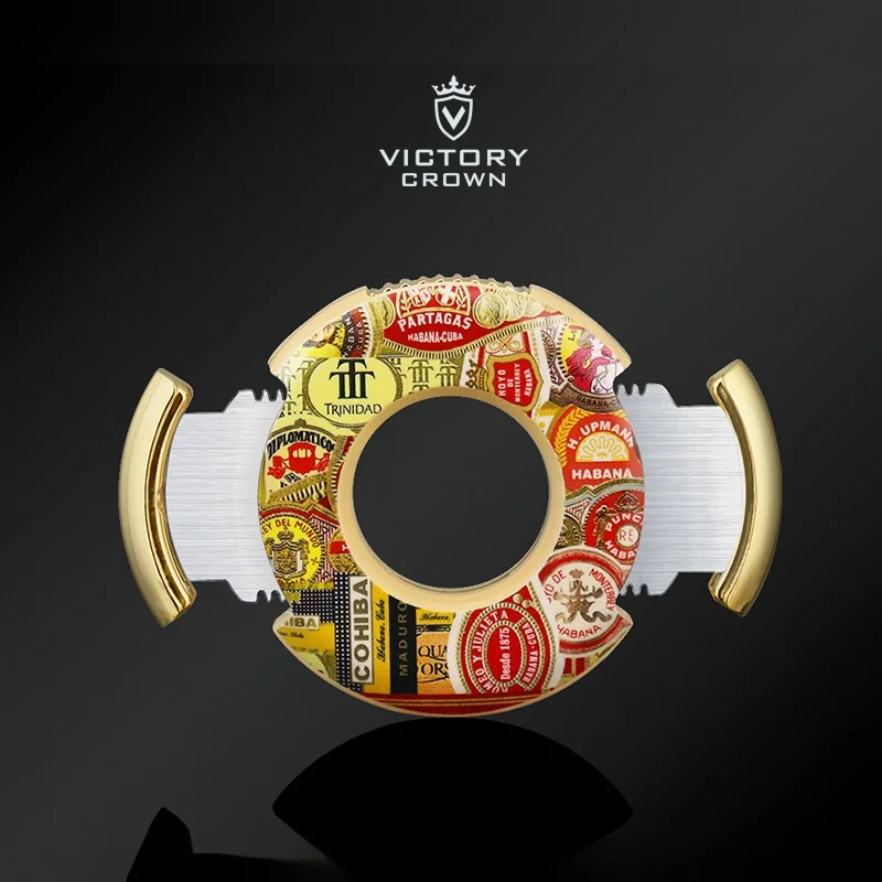

Portable round Double-Edged Sharp Stainless Steel Cigar Cutter with Large Diameter Blade Gift Box Packaging Cigar Tool