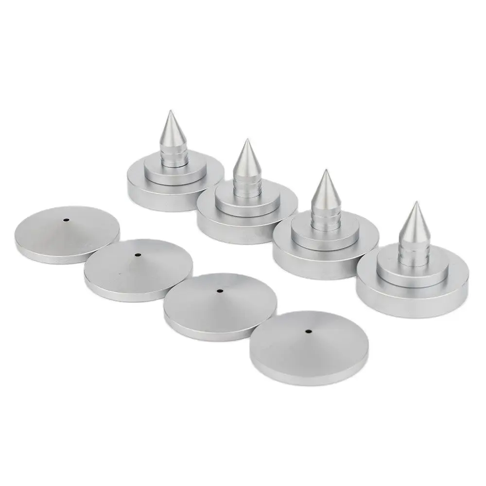 مكبر صوت فضي قدم عزل سبايك ، مخروط نحاسي ، مضخم دوران ، مخروط أمبير مخروطي ، وسادة مكبر صوت ، 4 مجموعات