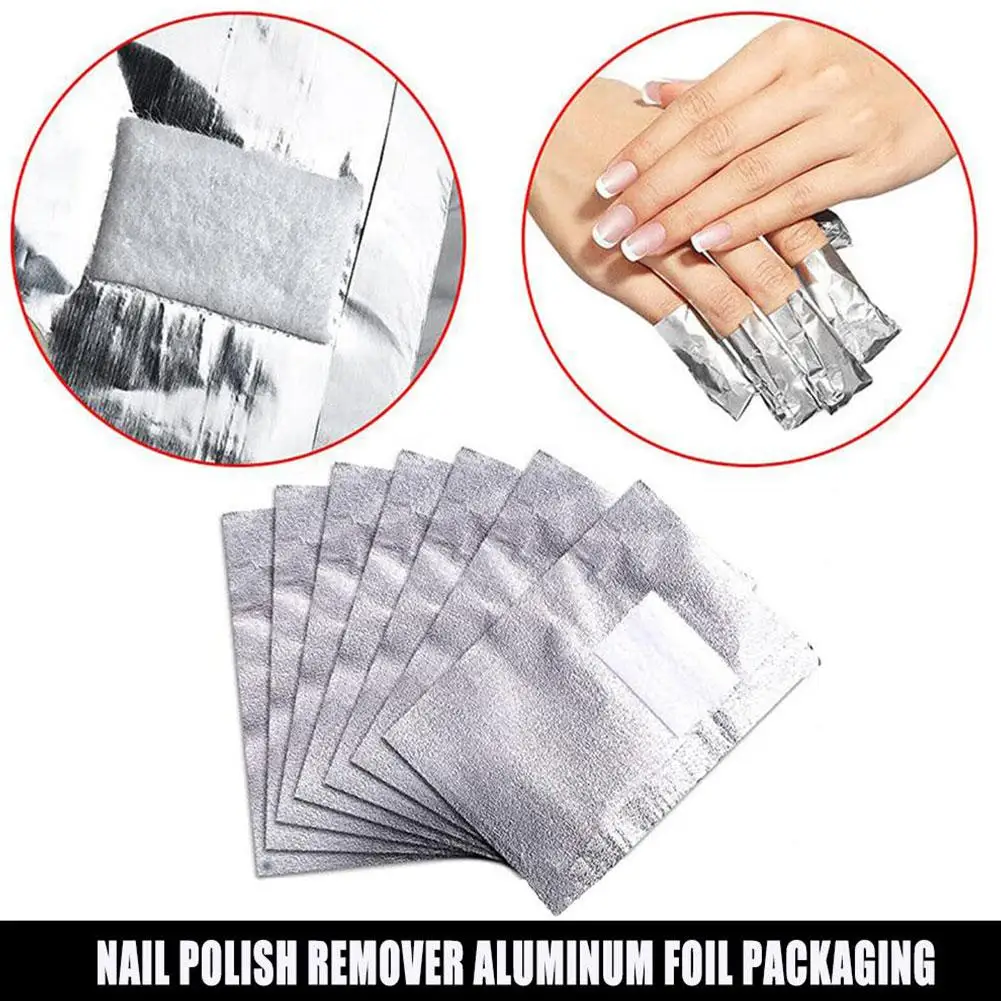 100 Stks/zak Aluminiumfolie Nail Art Weken Van Polish Nagelverwijdering Wraps Nagellak Gel Polish Remover Manicure Tool