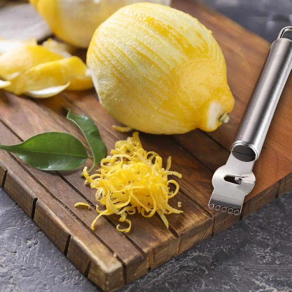 Pelador de rallador de limón de acero inoxidable, herramienta portátil de cocina, rallador de limón, accesorios de barra