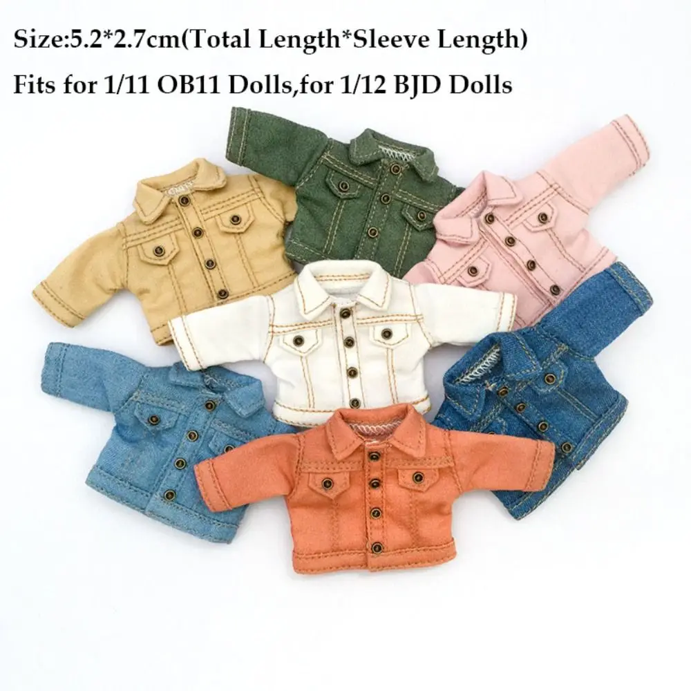 Nueva moda abrigo para muñeca Material de algodón 8 colores ropa Casual trajes DIY chaqueta vaquera para muñecas 1/12 BJD/GSC/para muñecas OB11 1/11