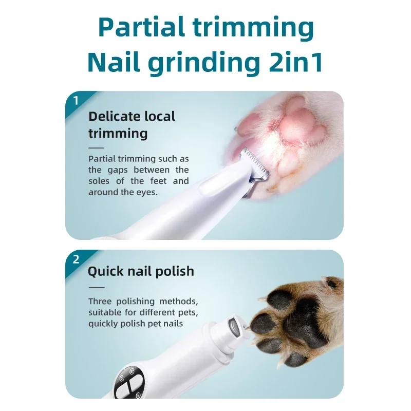 Pet Electric Clipper with LED Light, Electric Paw Shaver Dog Claw Trimmer, Fully Waterproof LED Display Dog Cat Grooming Trimmer