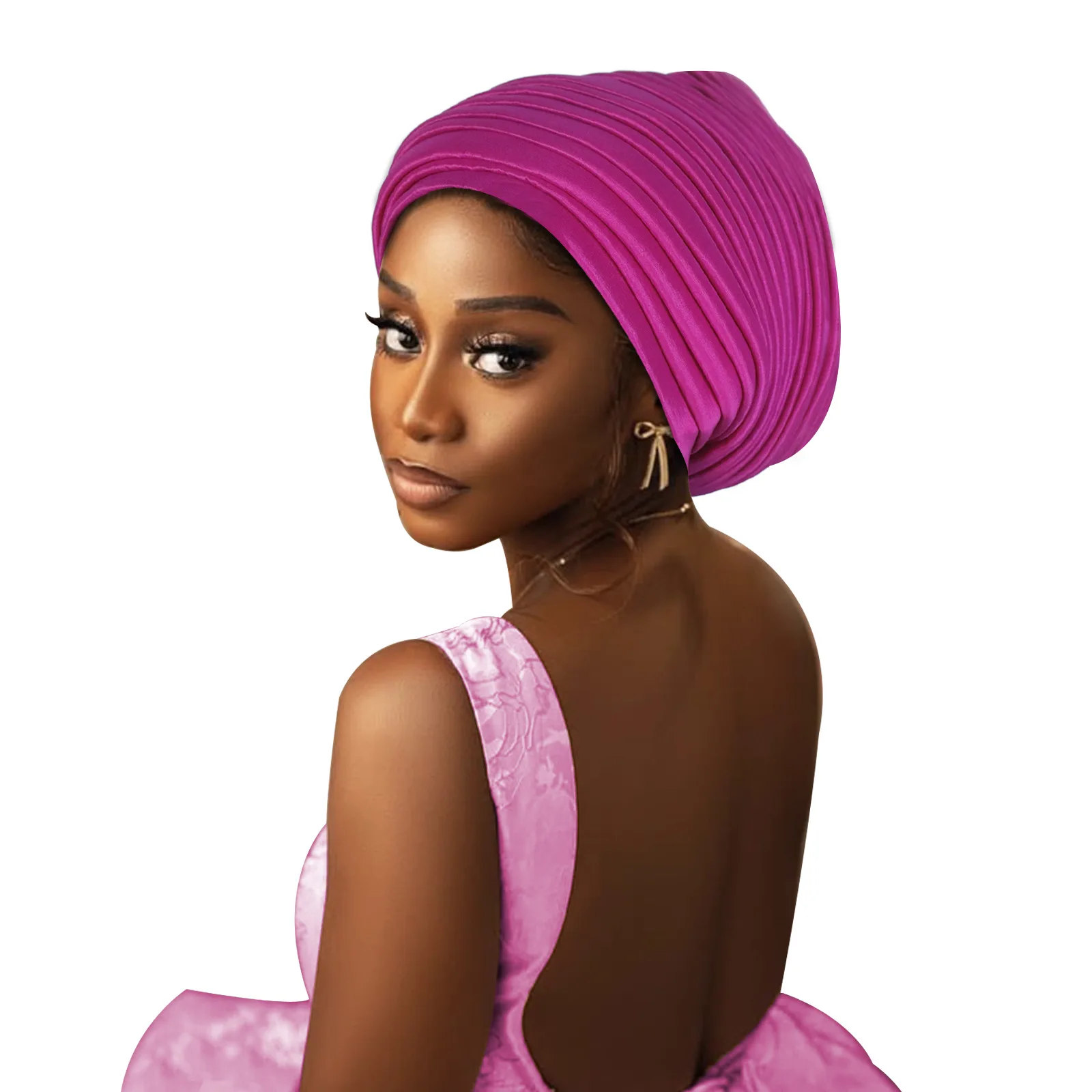 

2025 Elegant African Women's Turban Cap Wedding Auto Gele Ready To Wear Headtie Party Evening Headwear African Headtie Mujer
