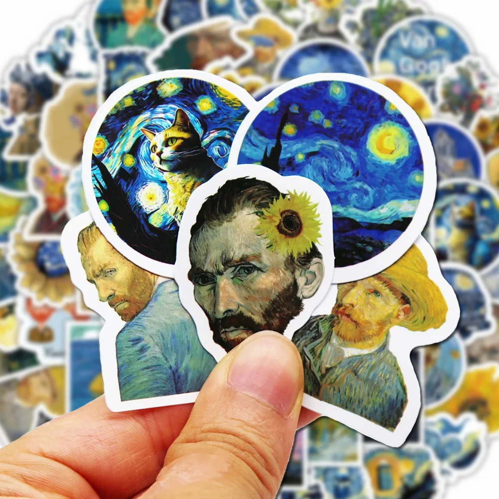 100 sztuk Van Gogh śliczne naklejki Pack estetyczne artykuły papiernicze dużo koreański papier Kawaii biuro nauczyciel szkolny dekoracja pamiętnika