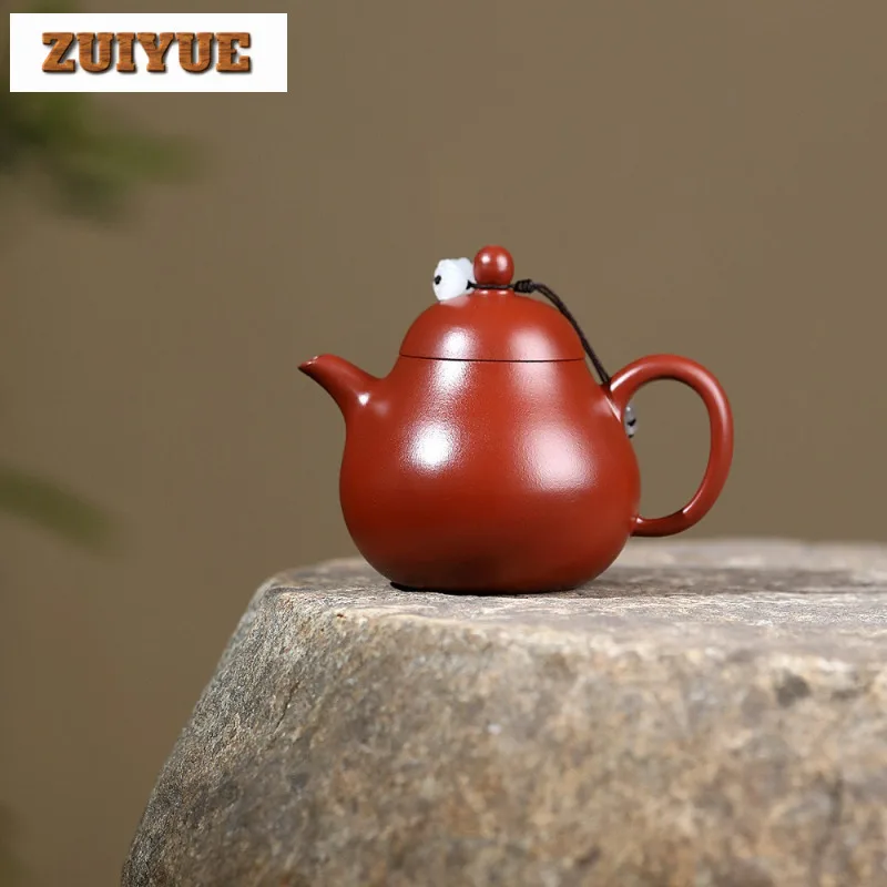 

180ml Authentic Yixing Purple Clay Teapots Handmade Pyriform Pot Raw Ore Dahongpao Mud Kettle With Infuser Zisha Tea Set Craft