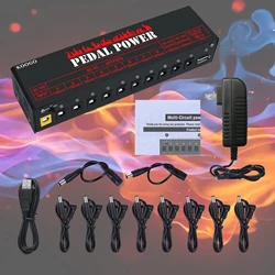 Koogo-fuente de alimentación de Pedal de guitarra, 10 salidas de CC aisladas para Pedal de efecto de 9V/12V/18V con puerto de carga USB para iPhone, filtro de ruido