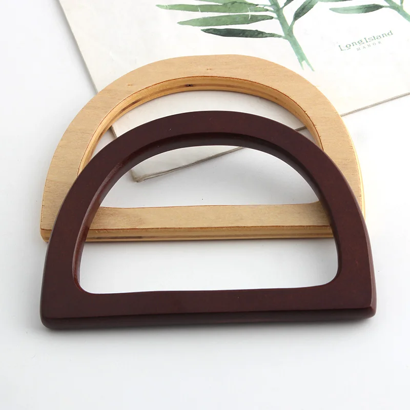 2PCS Simple and stylish wooden bag D-shaped handle replacement parts DIY wallet handbag handcraft bag handle