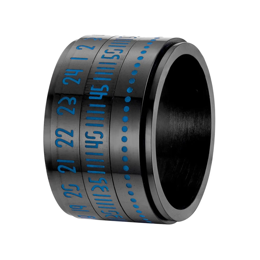 

1pc Arabic Number Rotating Ring Men Titanium Steel Black Size 9 Arabic Number Ring Fashion Personality Finger Jewelry