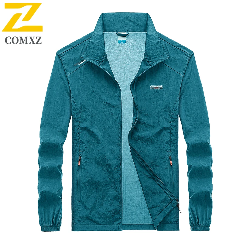 Summer Waterproof Hiking Jackets Mens Fishing Cycling Zipper Gym Sports Running Coat Outdoor Sun-Protective Thin Jacket Clothing