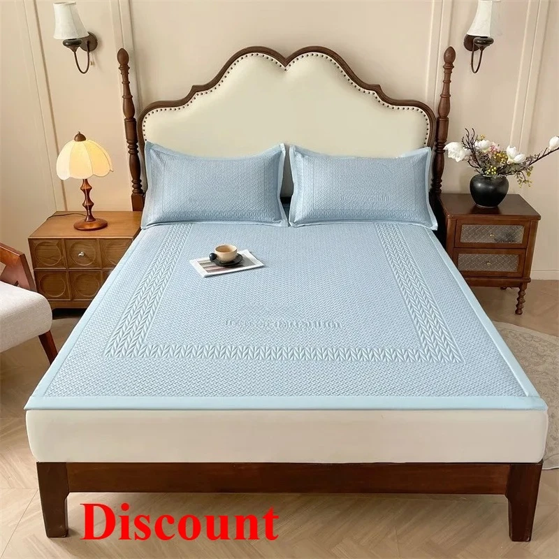 

2025 summer new large version cardamom ice bean mat 3-piece set ice silk mat machine washable folding soft mat