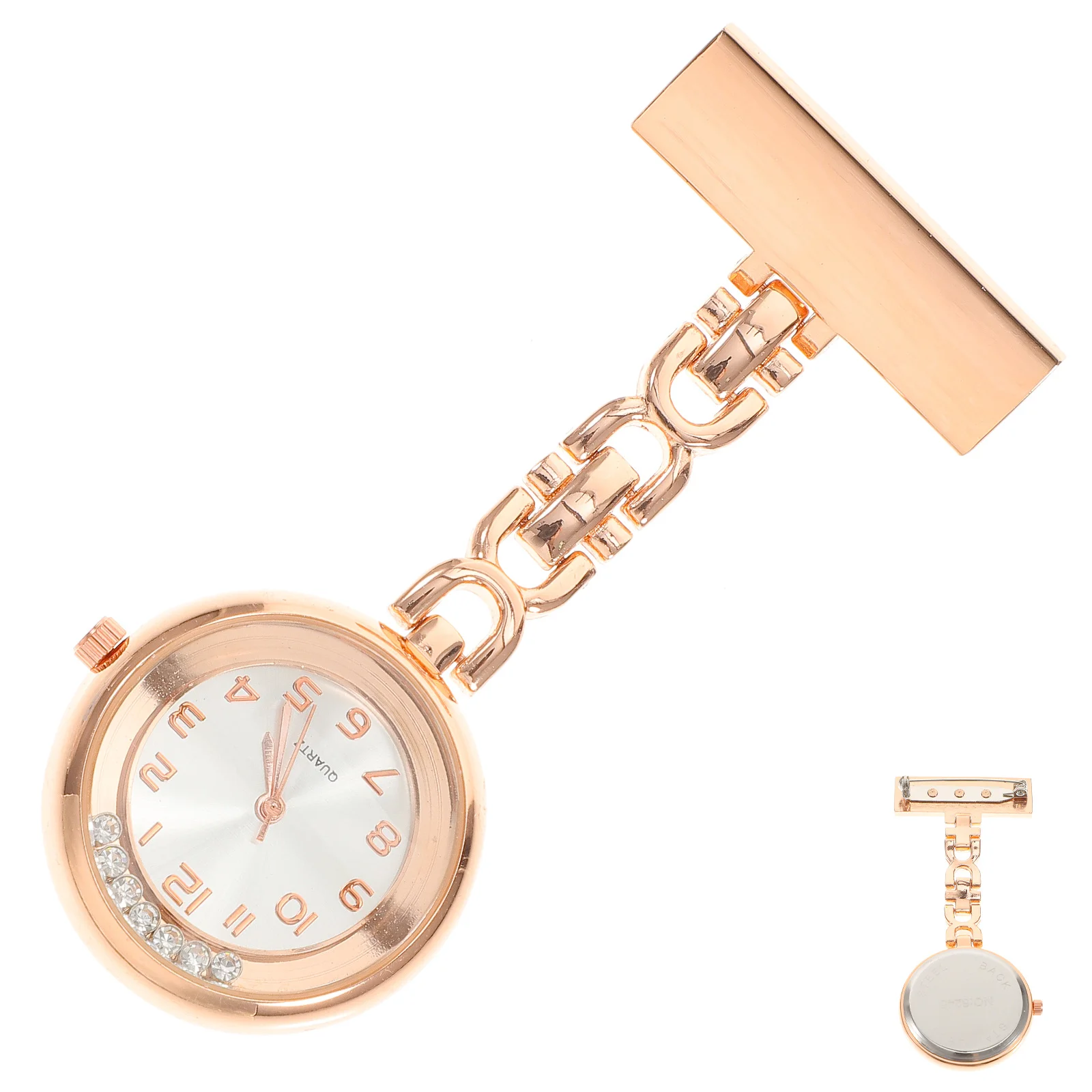 1Pcs Nurse Pocket Watch Alloy Diamond Encrusted Clip on Large Dial Practical Fob Watch for Nursing Professionals