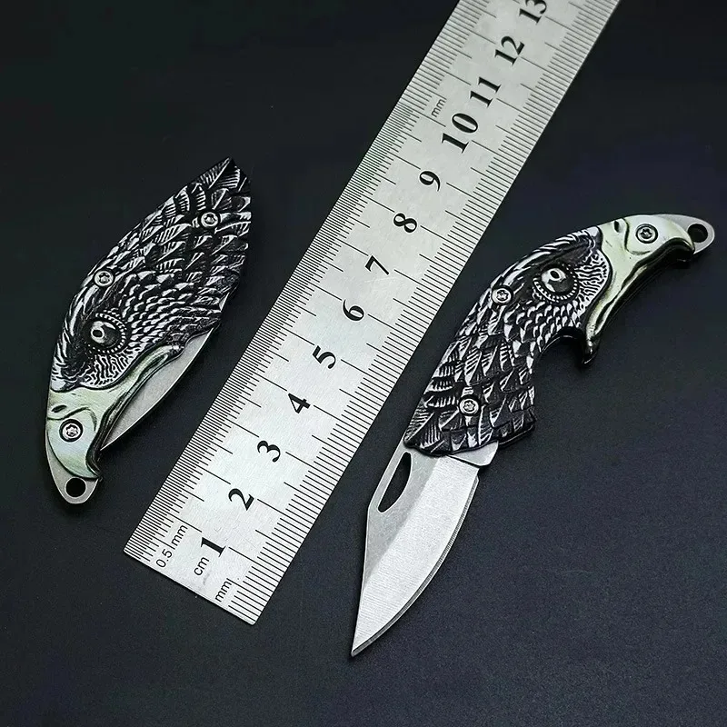 Creative Eagle Head Mini Folding Knife, All-Steel Outdoor Keychain EDC Tool