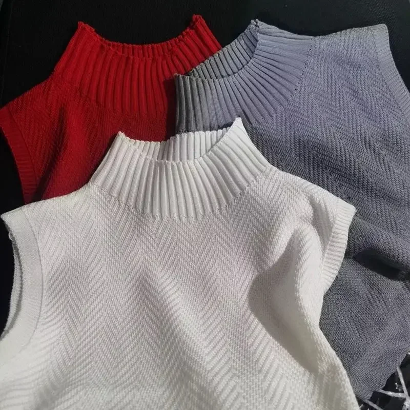 

Поп-корейские вязаные жилеты, женский топ, водолазка, однотонная майка, Blusas Y2K, летние новые модные женские повседневные тонкие топы без рукавов, новые