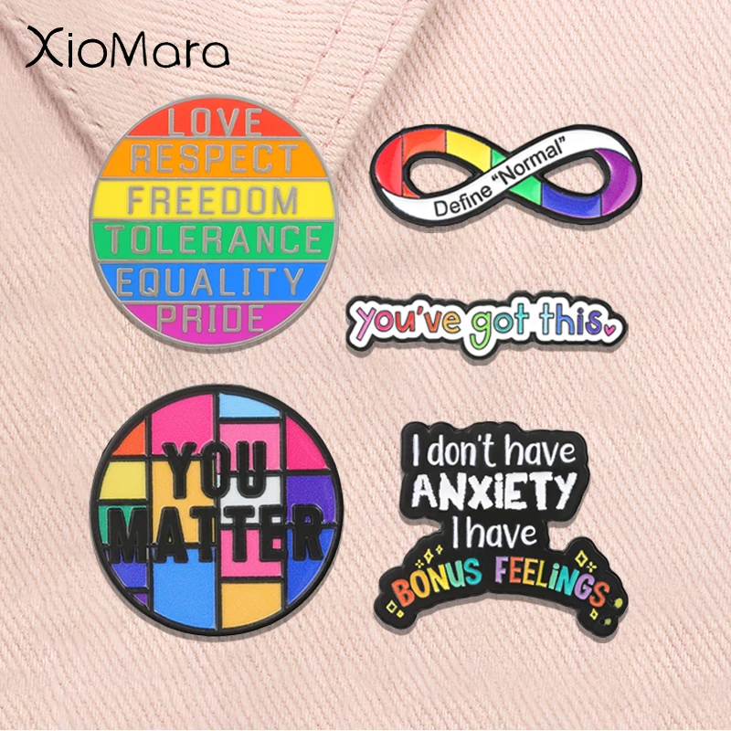 Neurodivergent Mental Health Enamel Pins Rainbow LGBT Diagnosed with SLAY-DHD Project Semicolon Brooches Badge Jewelry Gifts