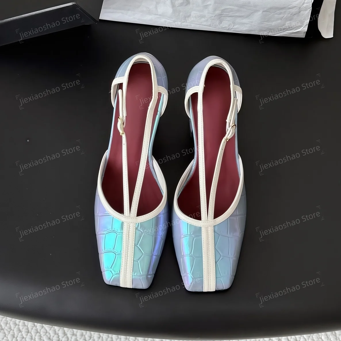 New Arrival Retro Genuine Leather Square-toe High Heel Woman Sandals Mary Janes Gladiator Sandals Handmade Zapatos De Mujer