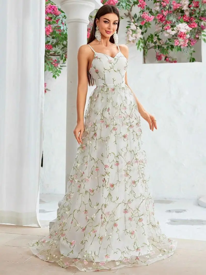 Sweet Embroidered Dr Me Evening Gown for Women Faionable Mid-Waist Silk Fabric Par Dr Chinese Sle Stand Collar