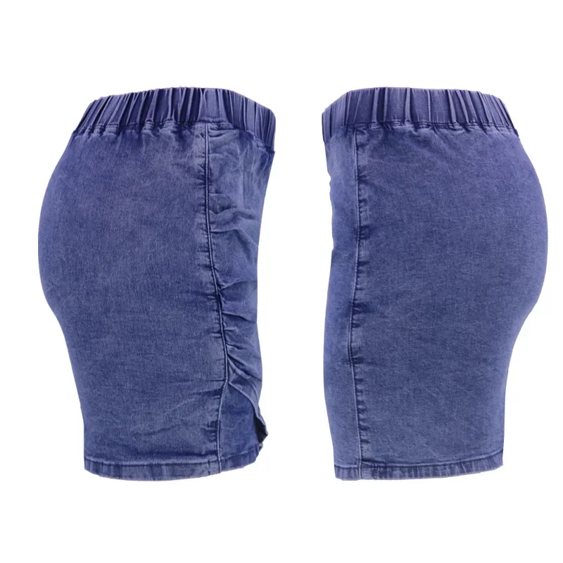 A New Summer Classic Solid-color Denim Half Body Skirt. Women's Fashion Irregular Slim-fitting Hip Wrap Half Body Short Skirt view 6