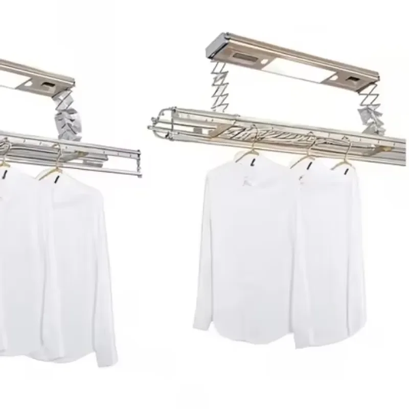 Smart Electric Clothes Drying Rack Ceiling Mounted Automatic Lift Telescopic Laundry Hanger for Indoor Balcony Remote Control