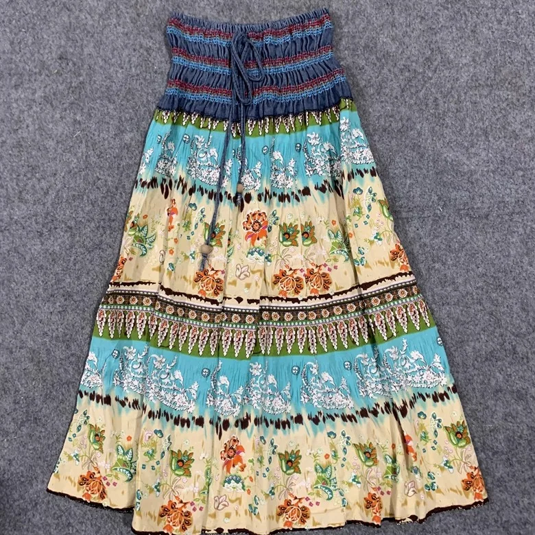 

Винтажная кружевная лоскутная юбка, весна-лето, юбка трапециевидной формы с высокой талией для молодых женщин, повседневная повседневная одежда