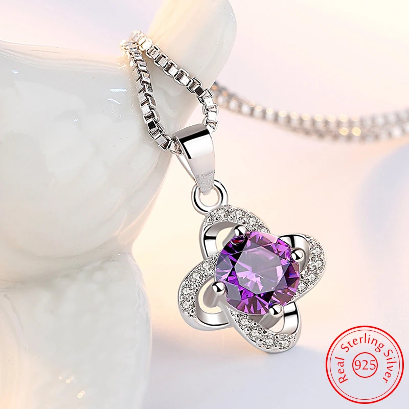 

New Jewelry Lady's 925 Sterling Silver Cross Flower Crystal Zircon Pendant Necklace Fashion FQL23267WH