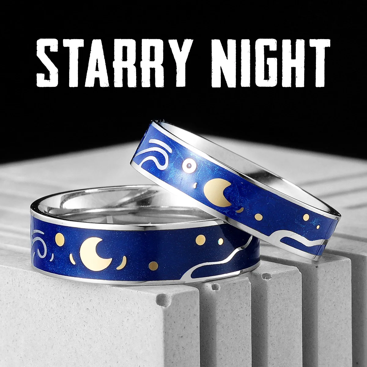 

Van Gogh Starry Night Men Rings Stainless Steel Women Fashion Jewelry Punk Trendy Simple New In Accessories Gift Wholesale