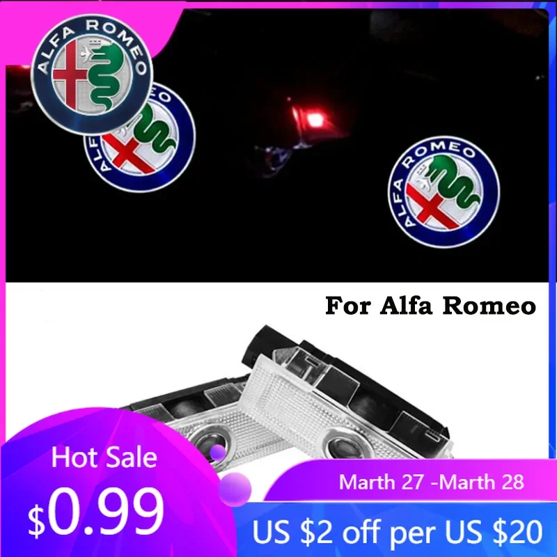 

For Alfa Romeo 2026 Hot Sticker 2pcs For Alfa Romeo 159 LED Car Door Welcome Light Projector Logo for Alfa Romeo 159 Mito Stelvi