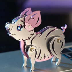 MOKR  Animal Color 3D Metal Puzzle Pig Gift And Toys Puzzle For Kids Adults Learning Education  DIY Jigsaw Model