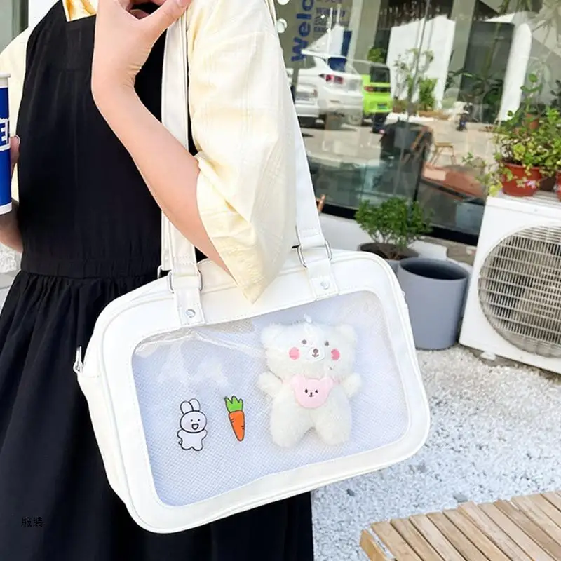 D0UD Fashion Leather Transparent Handbag Shoulder Bag Crossbody Bag for Daily Commute