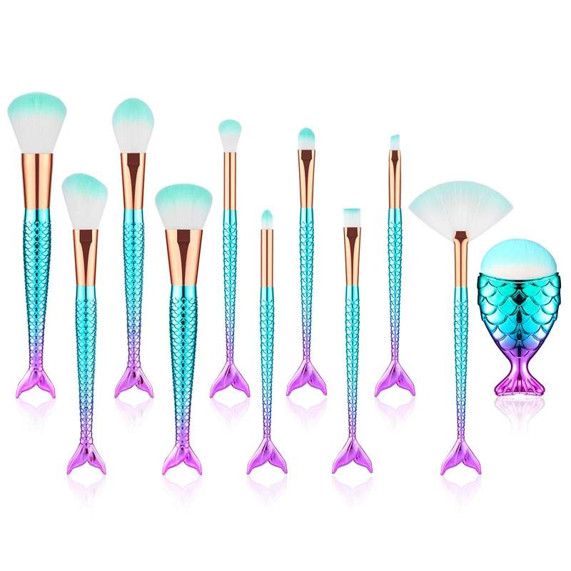 Professional Mermaid Makeup Brushes Set Eye Set Kits Shadow Eyeliner High Quality Makeup Brush Tools Eyebrow Beauty Tools Kit