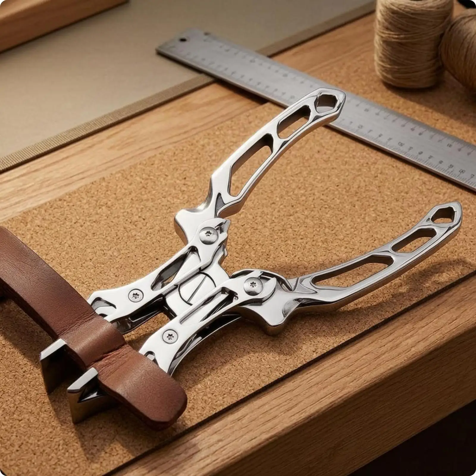 Leather Flat Plier Shiny Silver Stainless Metal Leather Plier Openwork Handles Parallel Jaw Pliers for Leatherworking