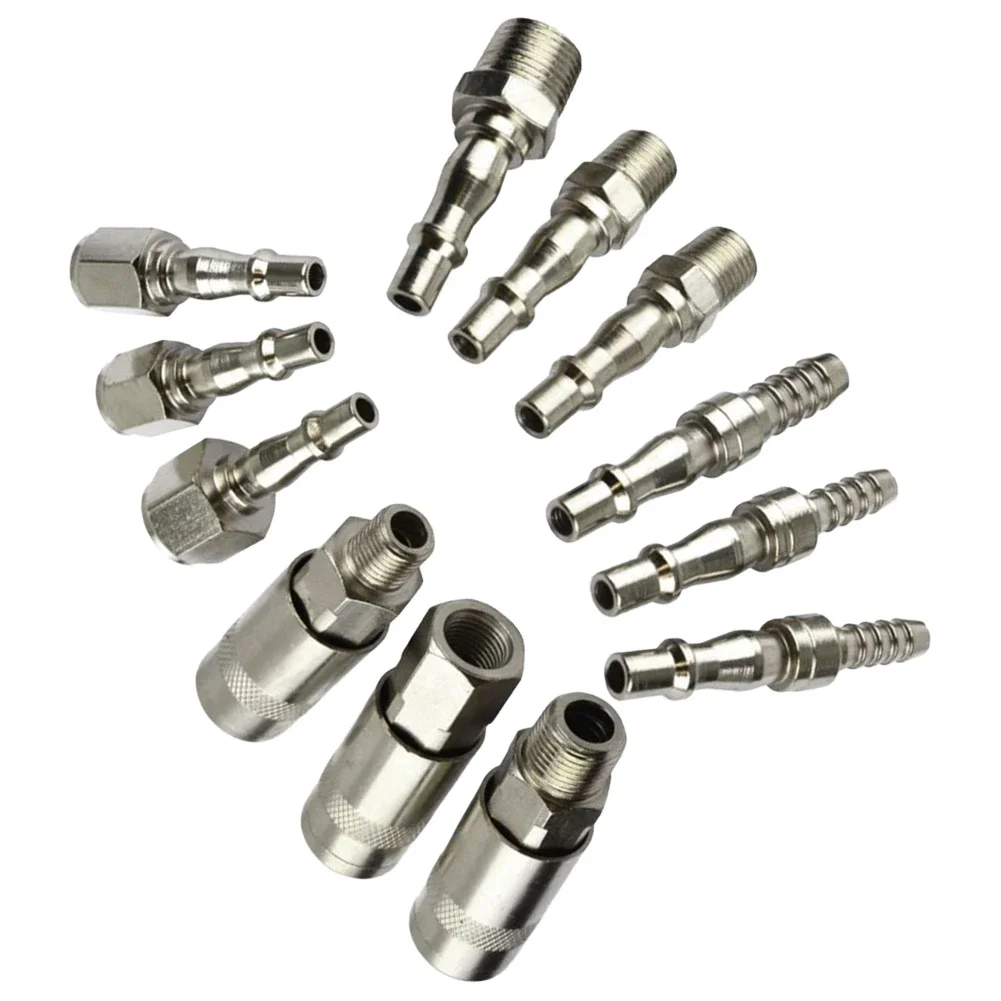 Air Line Hose Fitting Set Featuring Spring Loaded Quick Disconnect and For BSP Thread Compatibility 1/4 in 3/8 in