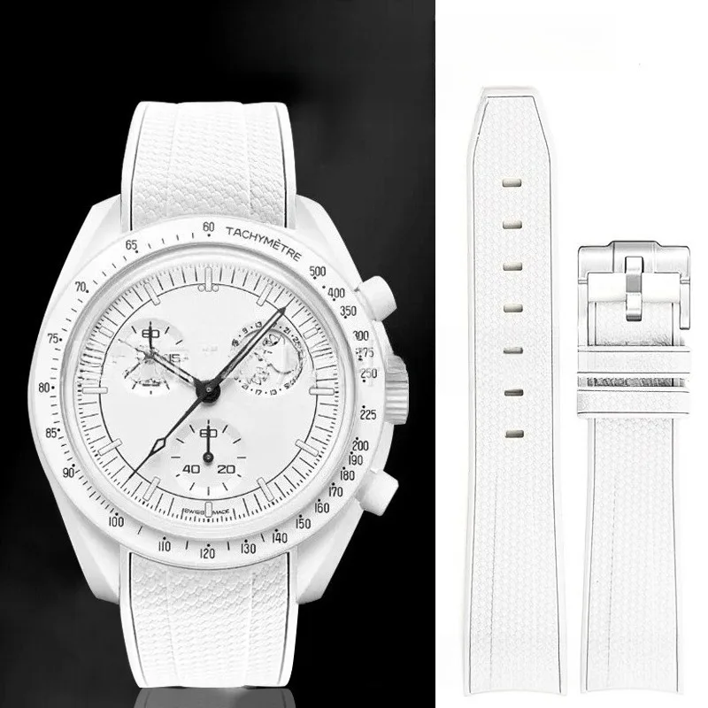 20 mm NEU für Omega PLANET OCEAN Uhr Omega X Swatch Moonswatch Weiche Gummibänder Ersatzarmband