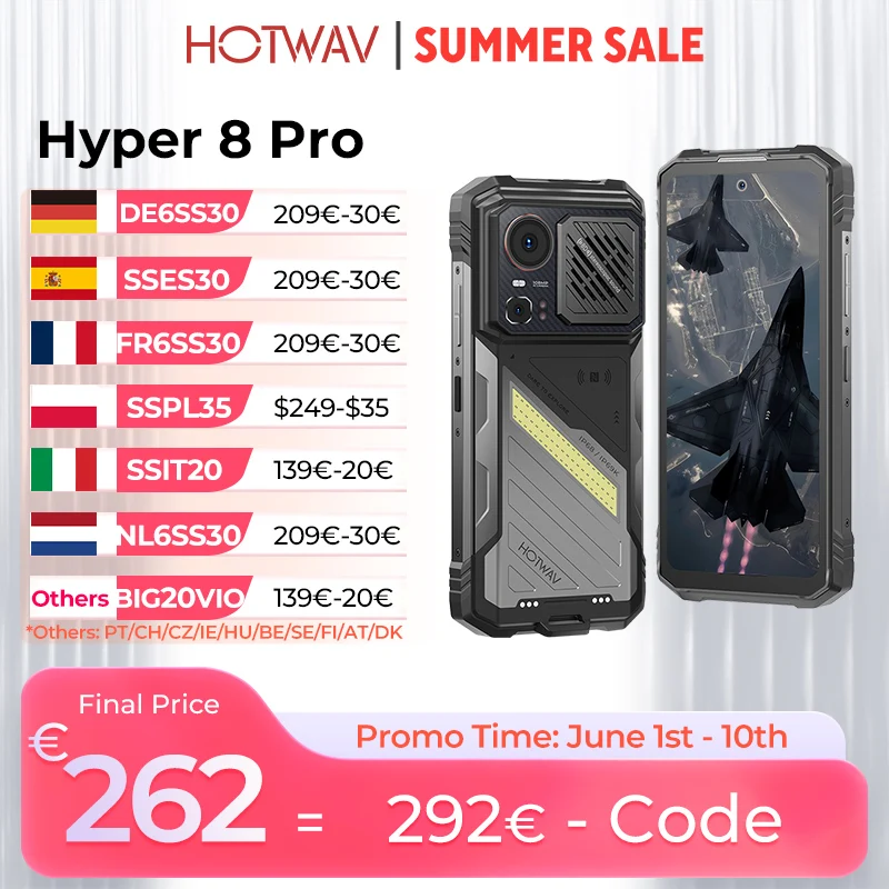 HOTWAV Hyper 8 Pro Smartphone robuste 125dB haut-parleur Lound 55W charge rapide 5G téléphone portable 12000mAh 108MP 12GB 512GB téléphone portable