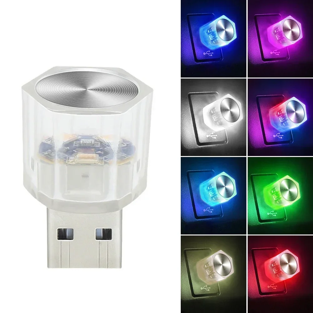 Car Mini USB LED Ambient Light Decorative Atmosphere Lamps for Interior Environment Auto PC Computer Portable Light Plug Play