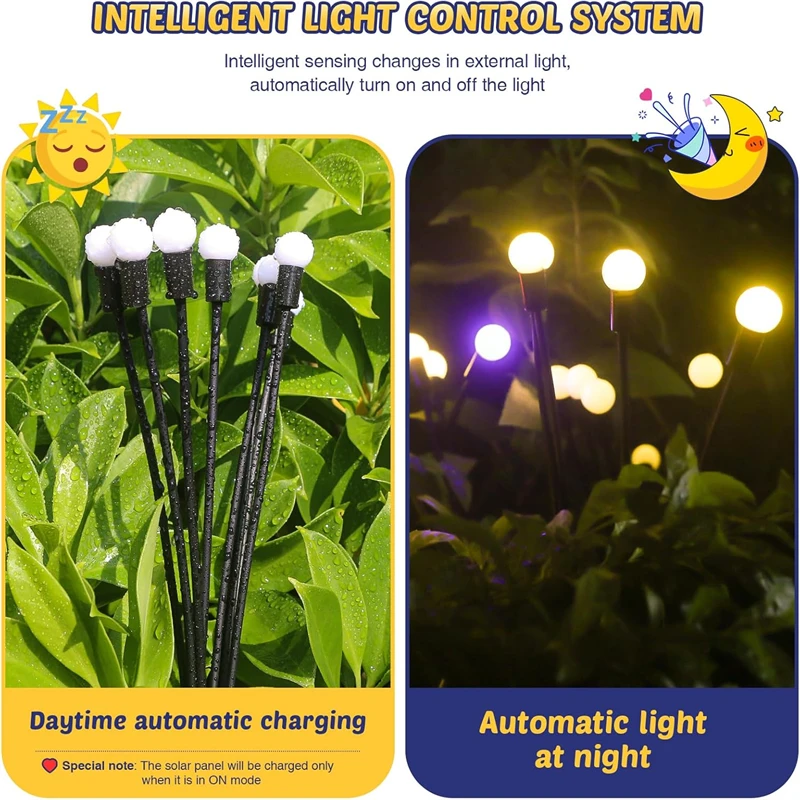 Solar Powered Firefly Garden Lights Outdoor String Light Waterproof Solar Operated Fairy Lights for Garden Patio Christmas Decor