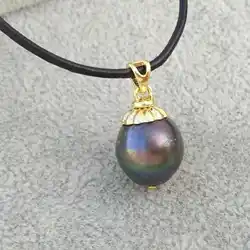Natural 11-12mm black Tahitian pearl 14k gold necklace Beads Amulet Stainless Charms Fashion Women Healing Gifts Reiki Necklace
