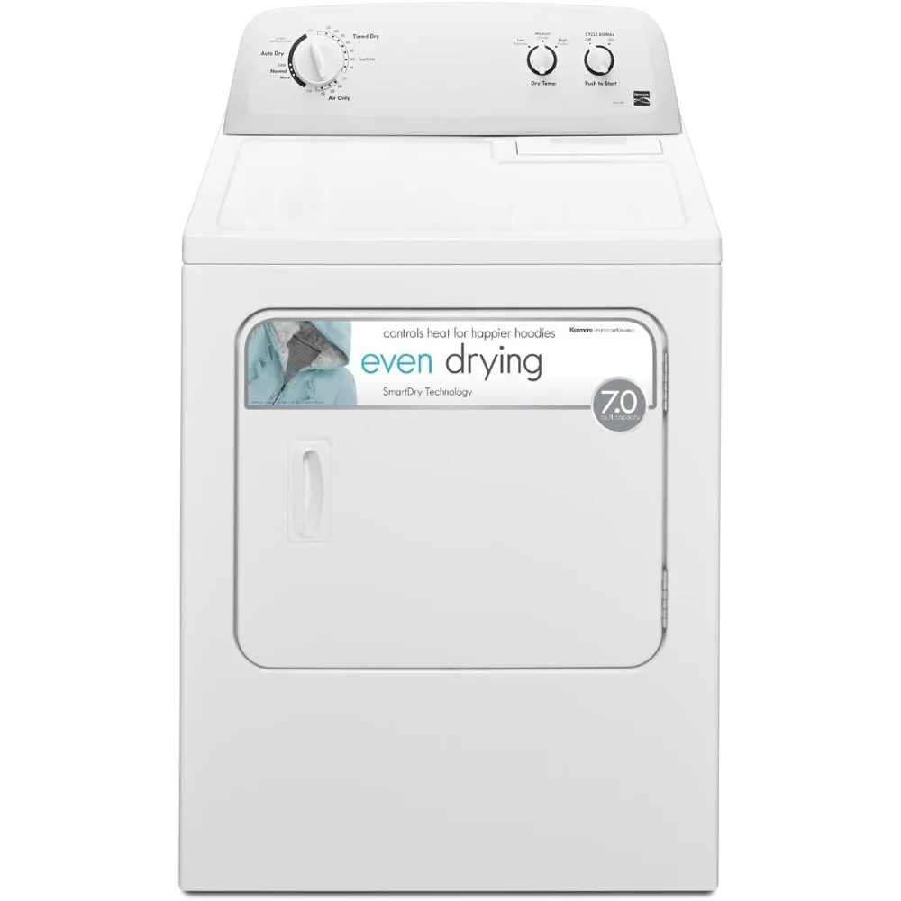 

29" Front Load Electric Dryer with Wrinkle Guard and 7.0 Cubic Ft. Total Capacity, White