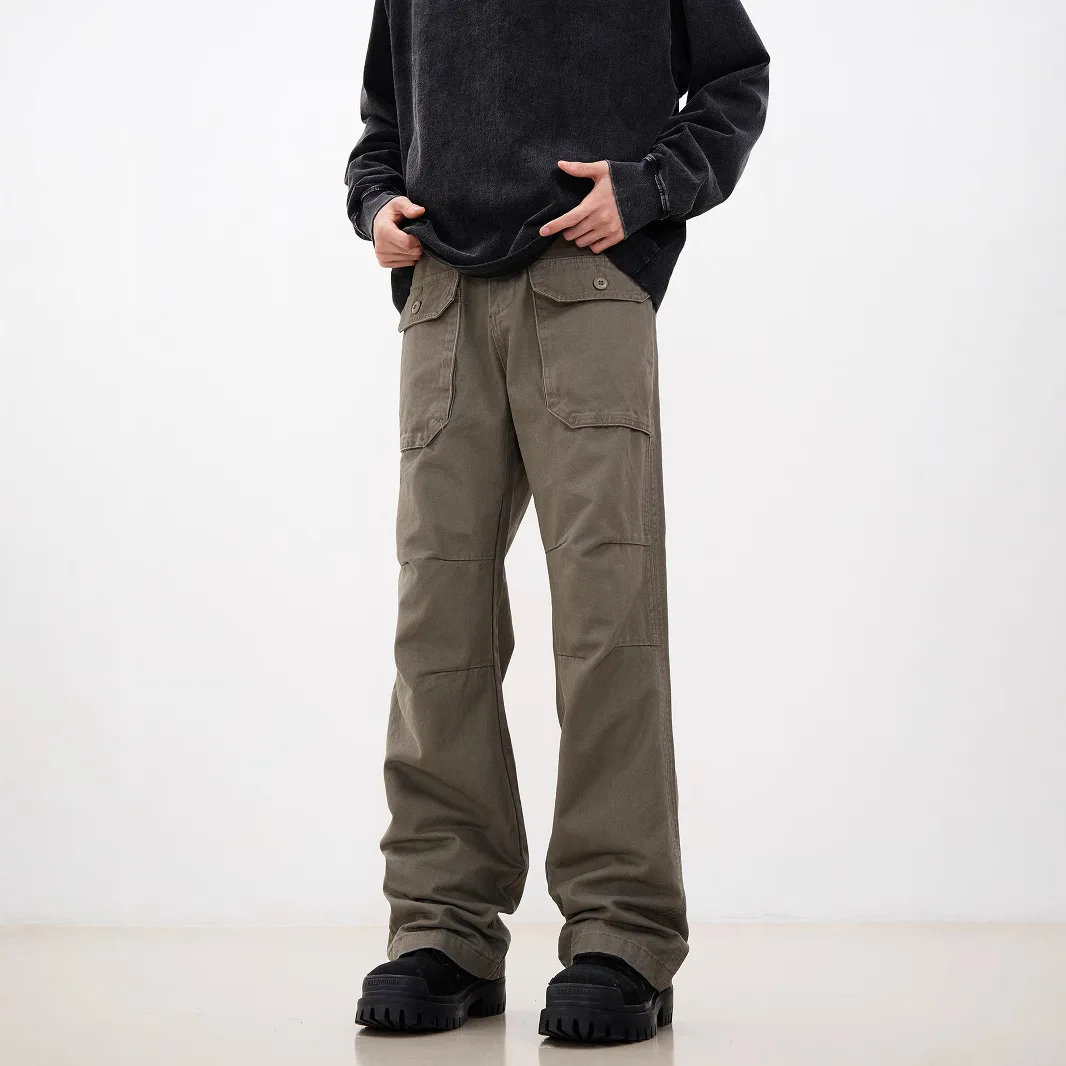 

Американские ретро плиссированные рабочие брюки с множеством карманов и микроклеш, мужские повседневные брюки на весну и осень