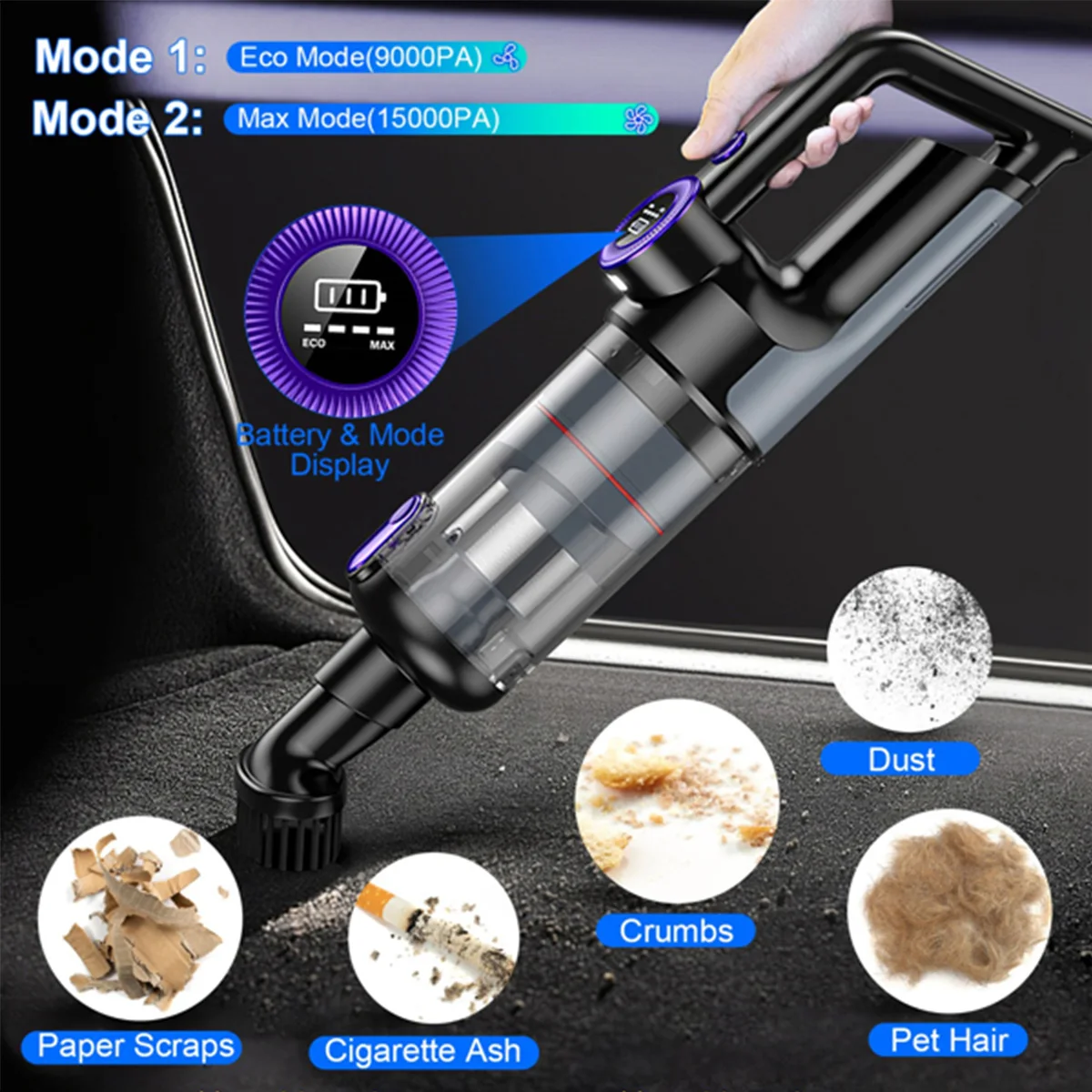 Portable Wireless Car Vacuum Cleaner 3 In 1 Cordless Vacuum Cleaner Dual Use for Home and Car 15000PA Vacuum Cleaner